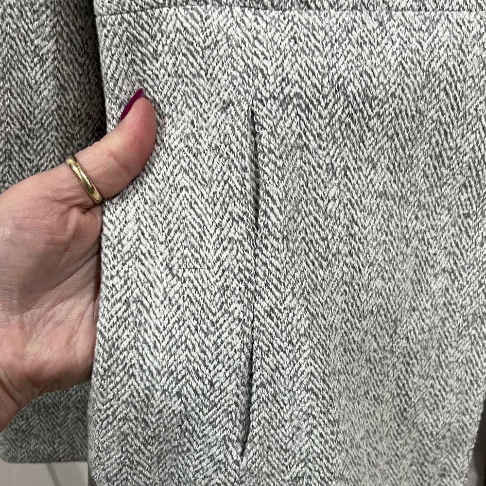 Zara Basic Women's Light Gray Herringbone Pea Coat-Size Small - Picture 5 of 9